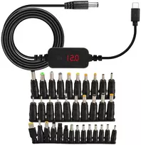 Pd į Dc adapterio kabelis, 5v/9v/12v/15v/20v, maršrutizatoriaus kabelis Usb boost keitiklis Dc skaitmeninis ekranas, 34 Dc keitiklio galvutės, Typec Male į Dc5521 Male maitinimo kabelis su Dc keitiklio galvutėmis