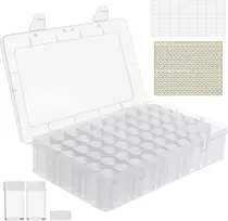 Kurtzy 60 nuimamų talpų skaidrus plastikinis dėžutė karoliukams - 10 ml - deimantų tapybos saugykla, papuošalai, smulkūs karoliukai, auskarai, blizgučiai ir siuvinėjimas