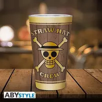 Abystyle One Piece didelis stiklinis puodelis su kaukolėmis 400ml / Kaukolės / Šiaudinių skrybėlių įgula