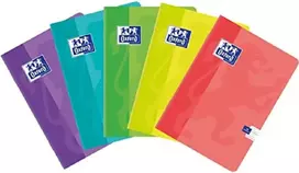 Oxford Touch pratybų sąsiuvinis A5, 16 lapų, spalvotos dvigubos linijos, su paraštėmis, Optic Paper 90 g, minkštas laminuotas viršelis, sąsiuvinių rinkinys biurui ir mokyklai, 10 vnt., įvairių spalvų