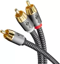 Goobay 65300 Rca Y kabelis 2 m / mono į stereo skaitmeninis koaksialinis kabelis / paauksuotos jungtys / audio kabelis Rca kištukas į 2x Rca kištukas