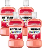 Listerine Smart Kidz Mild Berry (500 ml), burnos skalavimo skystis vaikams be alkoholio ir cukraus, burnos skalavimo skystis apsaugo nuo karieso, tinkamas vaikams nuo 6 metų (4 pakuotė)