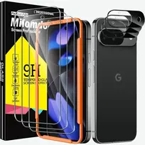 Milomdoi 3 stiklų rinkinys, skirtas Google Pixel 9, grūdintas stiklas su 3 kamerų apsauga, grūdinto stiklo ekrano apsaugos priedai, [tinka pirštų atspaudų skaitytuvui] telefono dėklas