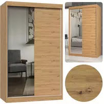 Šiuolaikinė talpi stumdoma spinta Iga 120x200x61 su veidrodžiu, strypu, ąžuolo artisan