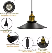 Industrialinis sietynas Vintage Retro lubų šviestuvas su lizdu pakabinamas šviestuvas pramoninis šviestuvas su jungikliu 4.5m kabelis reguliuojamas kištukinis pakabinamas lizdas E27 barui kavinei (4.5m)