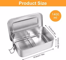 Goshies Bento dėžutė iš nerūdijančio plieno 1400 ml su skyrikliais ir sandarinimo žiedu, pietų dėžutė su skyreliais ir sandarinimo žiedu, nerūdijantis plienas su skyreliais