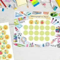 Papierdrachen atlygio lenta vaikams, nuplėšiamas bloknotas, 10 lapų, motyvacinė koncepcija kaip mokymo priemonė, su puikiais lipdukais berniukams ir mergaitėms, mokyklinis motyvas, rinkinys 20