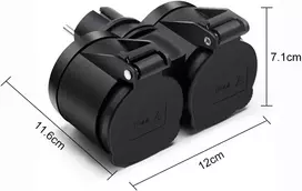 Ravphics Dvigubas kištukas lizdo adapteriui, lizdo adapteris daugkartinis lizdas juodas, tinkamas naudoti lauke Schuko kištukas 16a/250v/max 3680w