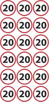Gimtadienio lipdukai 20 metų | 54 vnt. pakuotė | Apvalūs gimtadienio lipdukai "pasidaryk pats"