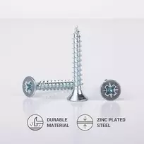 100 vnt. cinkuoti plieniniai medvaržčiai 3.5 x 25mm Pozidriv
