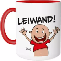 Themugs Austria Edition, Design 14: "leiwand", keramikinis kavos puodelis su austriškais posakiais, juokinga dovana iš Austrijos