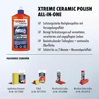 Sonax Xtreme Ceramic poliravimo priemonė automobiliams, viskas viename, pašalina įbrėžimus ant matinių, paveiktų oro sąlygų ir netvarkingų dažų – prekės Nr. 02472000, 500 ml