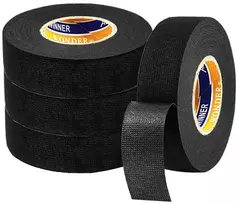 Mellystore audinio izoliacinė juosta laidų pynėms, medvilninė juosta, juoda tekstilinė audinio juosta automobiliams, triukšmo mažinimui, 19 mm x 15 m, 4 vnt.