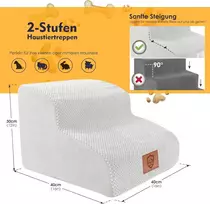 Myiosus šunų laipteliai mažiems šunims, 2 pakopų rampa šunims prie sofos lovos, 30 cm aukščio vandeniui atsparūs naminių gyvūnų laipteliai su nuimamu plaunamu užvalkalu ir neslystančiu pagrindu (balti)