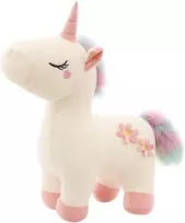 Glitzfas mielas pliušinis vienaragis su spalvingais karčiais, kimštinis žaislas, pliušinis žaislas, mielas žaislas mergaitėms (baltas, 40 cm)