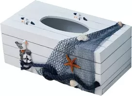 Topbathy Dėžutė Ocean Wind Servetėlių Dėžutė Ocean Decor Popierinių Rankšluosčių Dozatorius Servetėlių Dozatorius Servetėlių Konteineris Servetėlių Dėžutės Dangtelis Daugiafunkcinė Servetėlių Laikymo Dėžutė Pagaminta iš Medžio