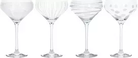 Mikasa Cheers Martini taurės, 290 ml, 4 vnt. rinkinys, krištolo stiklas, sidabrinės, 400 ml, 4 vnt. rinkinys