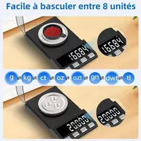 Kubei Usb įkraunamos 100g/0.001g tiksliosios svarstyklės miligramų kišeninės svarstyklės juvelyrinės svarstyklės virtuvinės svarstyklės miltelių svėrimui juvelyrinių dirbinių aukso maišelio kalibravimo svoris