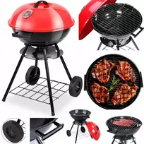 Anglinis Bbq sodo grilis briketams uždaromas su ratukais dangtis lentyna grotelės