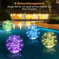 Bawoo saulės energija įkraunami led žibintai lauko spalvingi plūduriuojantys skaidraus rutulio stiliaus 2 vnt. pasakų žibintų rinkinys apšvietimui sodui, terasai, kiemui ir kt.