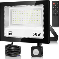 50w Led prožektorius su judesio davikliu lauke, 5000lm 7000k itin ryškus prožektorius, Ip67 vandeniui atsparus priekinis žibintas su nuotoliniu valdymu, šaltai baltas lauko prožektorius sodui, garažui, sporto aikštelei, kiemui