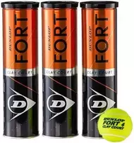 Dunlop Fort Clay Court kamuoliukai, 12 vnt. (3 skardinės x 4 kamuoliukai)