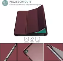 Procase dėklas, skirtas Galaxy Tab A 10.1 2019 (t510 T515 T517), itin plonas lengvas išmanusis dėklas, lengvas stovas su permatomu matiniu galiniu dangteliu, spalva: vyno raudonumo