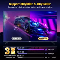 Yuetuol 8k hdmi kabelis 2 m, hdmi 2.1 kabelis 48gbps didelės spartos 8k @ 60 hz hdmi kabelis 4k @ 120 hz 7680p earc hdcp 2.2 ir 2.3 dts:x dynamic dolby hdr, suderinamas su ps5 x-box hdtv monitoriumi