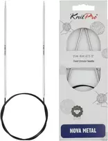 Knitpro 100 cm x 2.5 mm Nova fiksuoti apvalūs virbalai, sidabriniai
