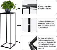 Vincigant 2 gėlių stovų rinkinys, metalinis, juodas, 68 cm ir 78 cm aukščio, tvirtas ir patvarus gėlių taburetės metalinis augalų stovas dekoravimui svetainėje, miegamajame ar biure, lauke ir viduje