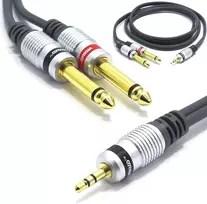 3.5 mm į 2x 6.35 mm Jack Audio Kabelis 1.5 m