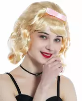 Wig Me Up - 91734-za02 perukas moterims Helovino karnavalui 6-ojo dešimtmečio rokenrolas šviesiai blondinės spalvos garbanos