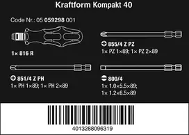 Wera Kraftform Kompakt 40 Atsuktuvų antgalių rinkinys (7 vnt.)