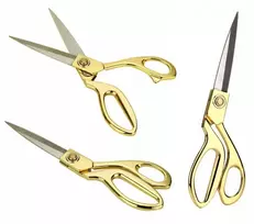 Žirklės, siuvėjo žirklės, aukso spalvos, tvirtas plienas, 20 cm