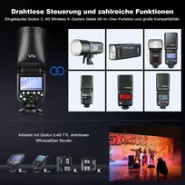 Objektyvas Godox V1s apvalus blykstė fotoaparatui 76 W Speedlite profesionali blykstė fotoaparatui 1/8000 Hss 2.4g belaidė X sistema Ttl su 2600 Mah ličio jonų baterija, suderinama su Sony A7iv A7iii A7riii A7rii A7c a6400 a6000 a9 a77
