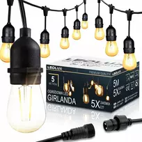 Led girlianda lauko 5m, 5xe27 lemputės, Ip44