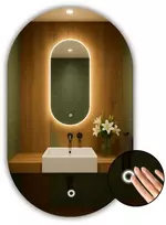 Ovalus led veidrodis 70x100 su lietimui jautriu jungikliu, atsparus vandeniui ip65 luna