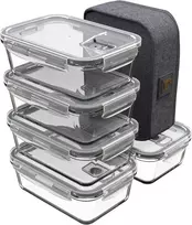Genicook Stiklinė Bento Dėžutė su Krepšiu, 5 x 840 ml