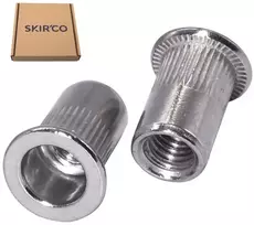Skir'co (30 vnt.) nerūdijančio plieno kniedės veržlės M6 x 15 mm plokščia galvute, rifliuotos kniedės veržlės su sriegiu