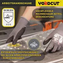 Darbo pirštinės mechanikams, elektrikams, surinkimo pirštinės, dirbtuvėms, sodo pirštinės, automobilių pirštinės, su neslystančia ir jutiklinio ekrano funkcija, 6 poros nitrilinių apsauginių pirštinių vyrams (dydis 9/l)