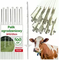 Komplektas 100 vnt. Kuoliukai 125cm tvorai, elektriniam piemeniui, stulpelis, lenkiški