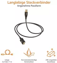 Usb-a 2.0 prailginimo laidas, 1m, juodas
