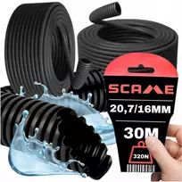 Gofruotas kabelių vamzdis peszel kietas stiprus pvc fi 20,7/16mm 320n 30m Scame