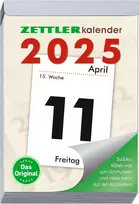 Zettler - Dieninis atplėšiamas kalendorius 2025 Xxl, 9,9 x 14,3 cm, atplėšiamas kalendorius su sudoku, receptais ir galvosūkiais, saulės ir mėnulio laikai, vardadieniai, su pakabinimu ir vokišku kalendoriumi