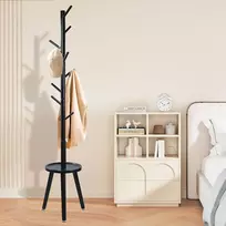 Yheenlf juodas drabužių kabykla su lentyna, drabužių kabykla paltams, rankinėms, kepurėms, striukių kabykla prieškambariui, svetainei, 35.5 x 35.5 x 182 cm
