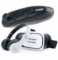 Esperanza 360 Vr 3d akiniai su ausinėmis + valdiklis / nuotolinio valdymo pultas telefonui iki 6,5 colio