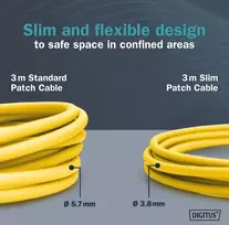 Digitus Lan kabelis cat 6a - 1,5 m - plona versija awg 32/7 - 10gbps - rj45 tinklo kabelis - f/ftp - poe+ - lszh - suderinamas su cat-7, cat-6, cat-5e - geltonas