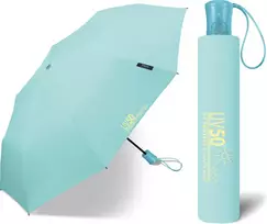 Skėtis nuo saulės su Uv50 filtru, sulankstomas, Happy Rain, mėlynas, su dėklu