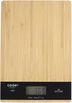 Cook Concept Ku6613 elektroninės virtuvinės svarstyklės, skaitmeninės, stačiakampės, 5kg, medinės, bambukinės, smėlio ir juodos spalvos, H2 x 15 x 21,5 cm