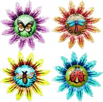 Sunneko 4 metalinės gėlės, dekoratyvinės gėlės, sienų lipdukas, sodo balkono sienų dekoracija, sienų sodo dekoracija, svetainės dekoracija, sodo dekoracija, sienų dekoracija, skulptūros, statulos namams